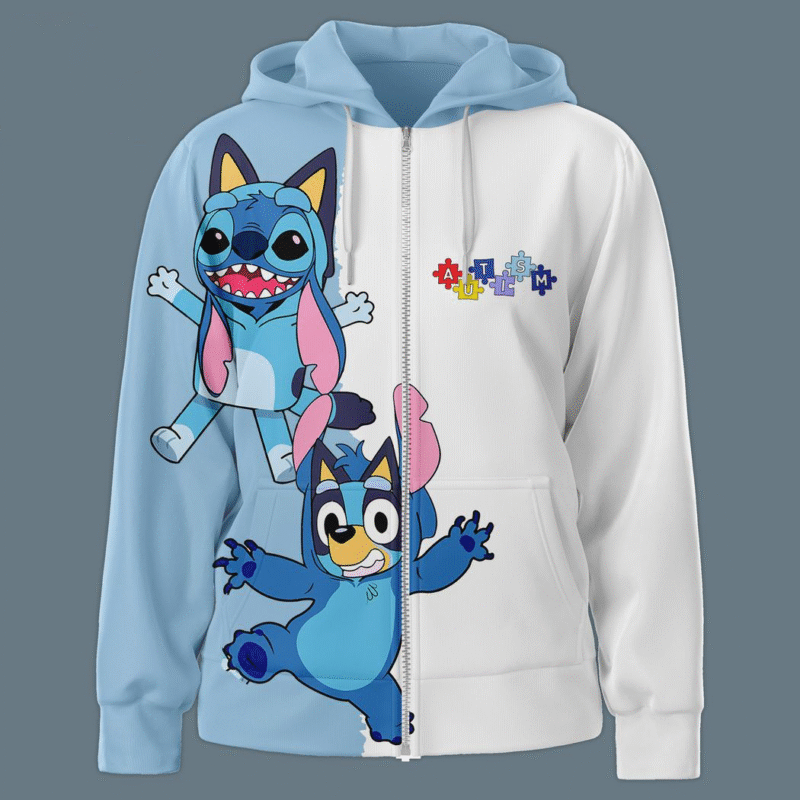 Bluey I Wear Blue For Autism Awareness Accept Understand Love Hoodie