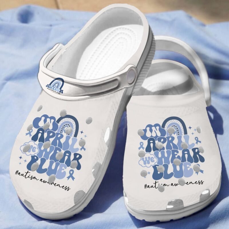 In April We Wear Blue Autism Awareness Shoes