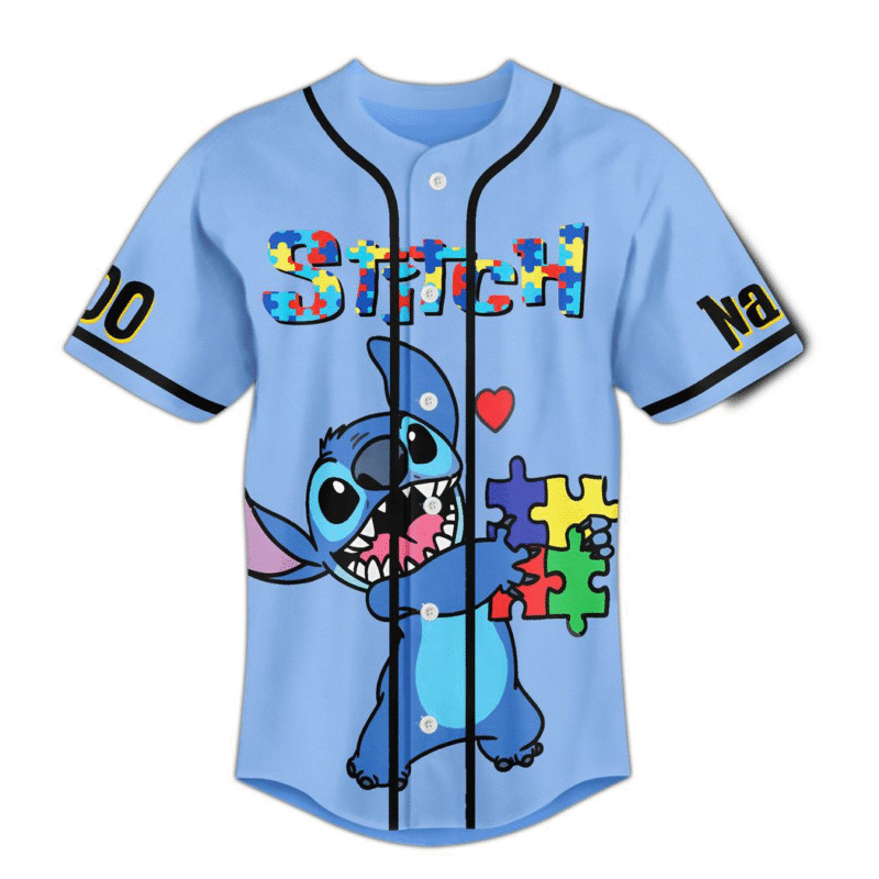 Stitch It’s Okay To Be Different Autism Awareness Custom Baseball Jersey