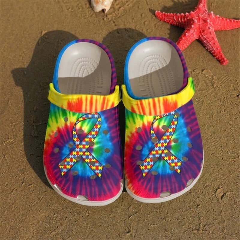 Autism Awareness Ribbon Tie Dye Color Shoes