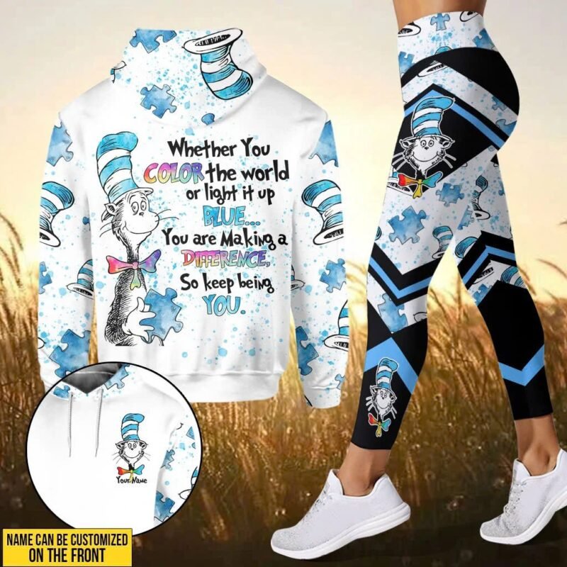 Whether You Color The World Or Light It Up Blue - Personalized Autism Awareness Hoodie and Leggings