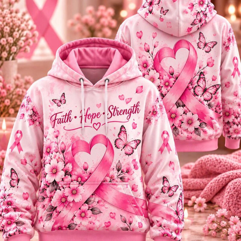 October Pink Hope 3D Hoodie