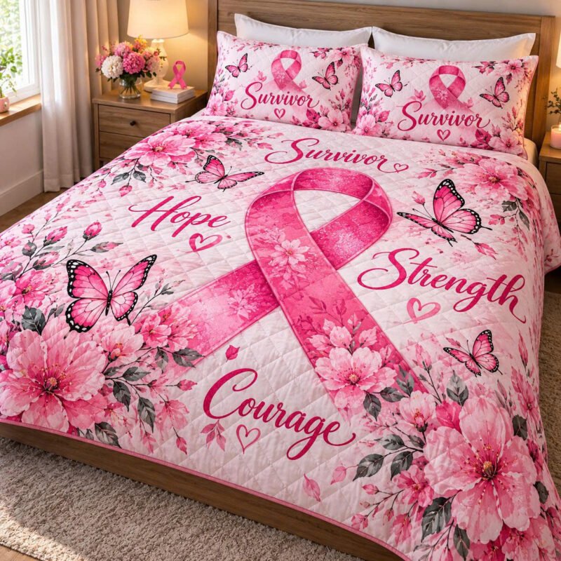 October Pink Hope Bedding Set